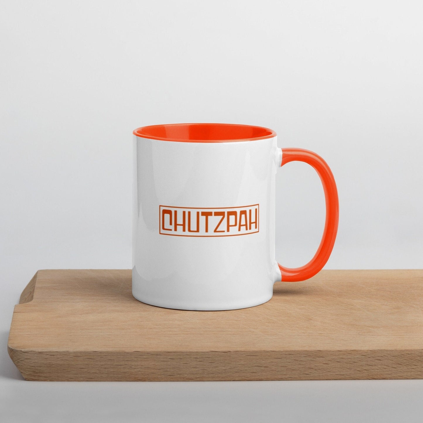 Chutzpah Jewish Yiddish Orange and White Mug