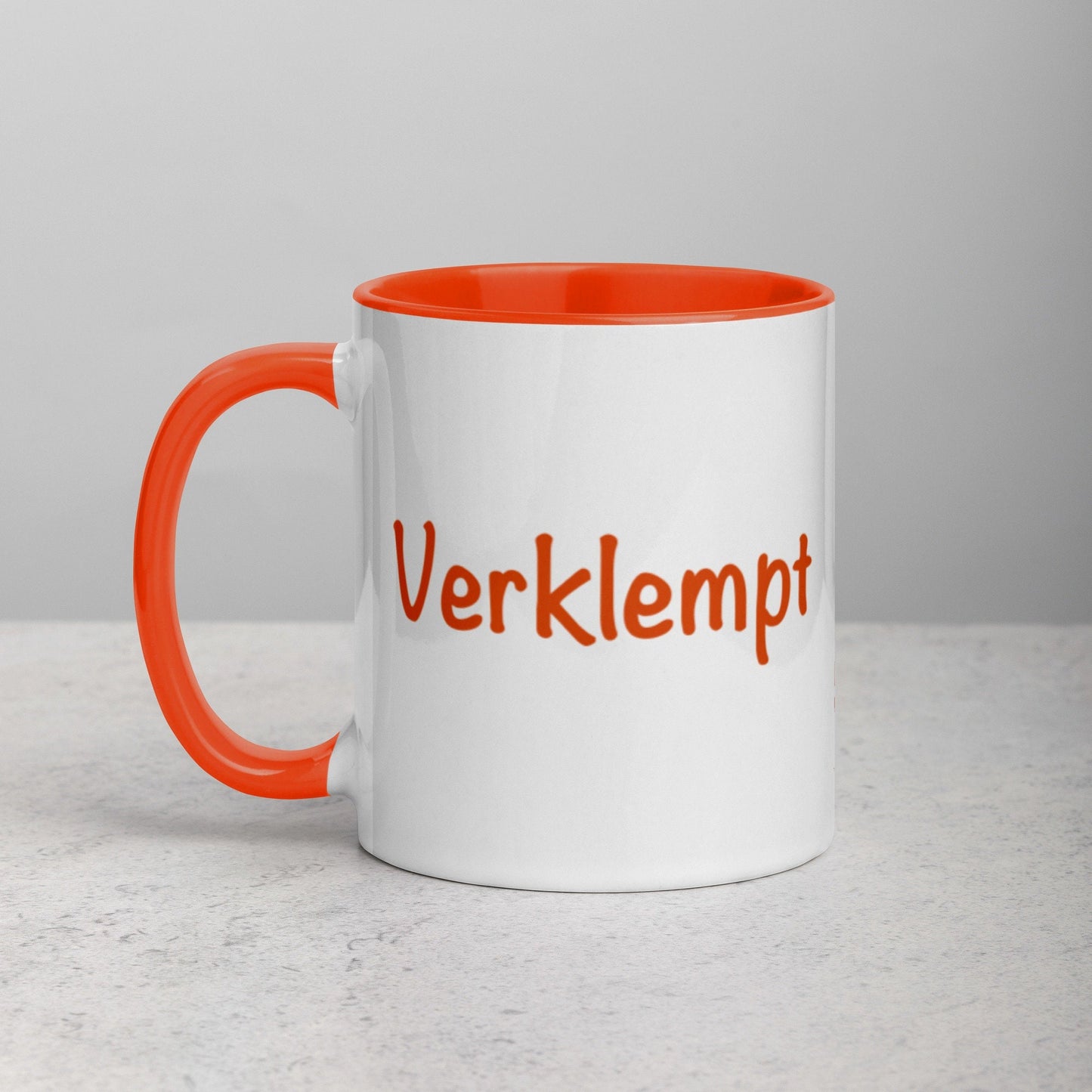 Verklempt Orange and White Mug