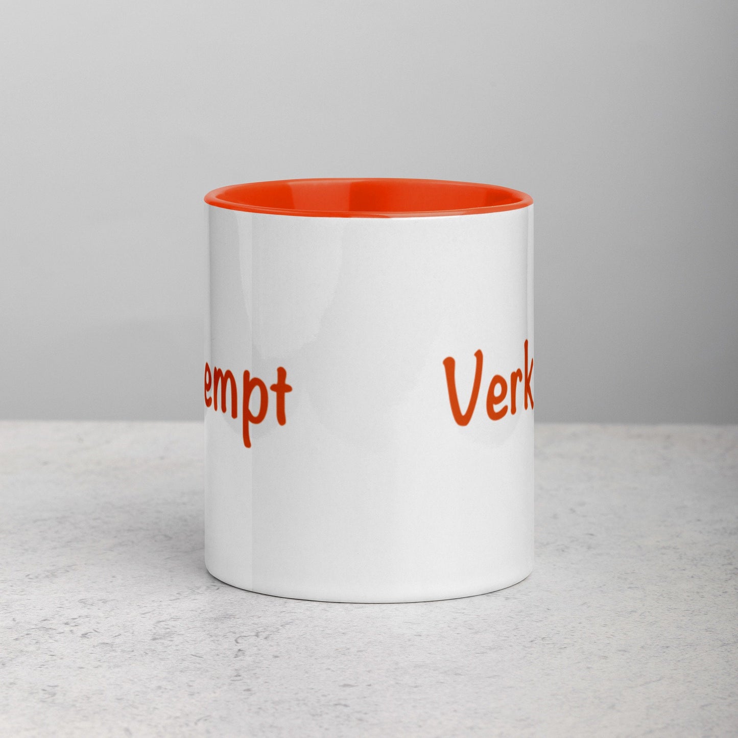 Verklempt Orange and White Mug