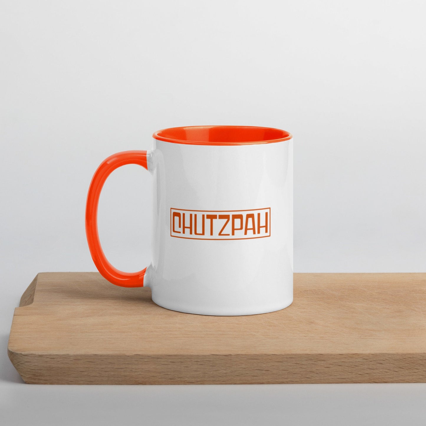 Chutzpah Jewish Yiddish Orange and White Mug