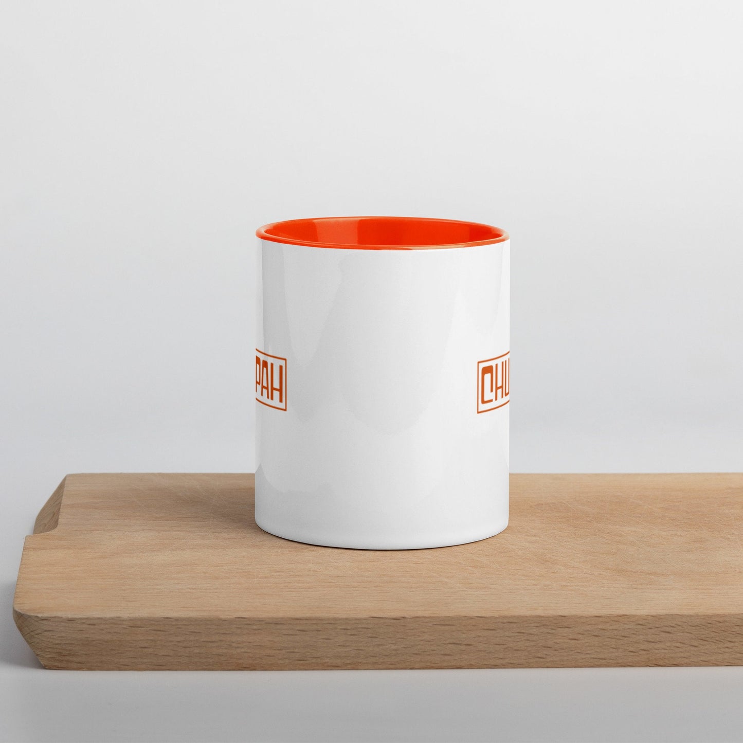 Chutzpah Jewish Yiddish Orange and White Mug