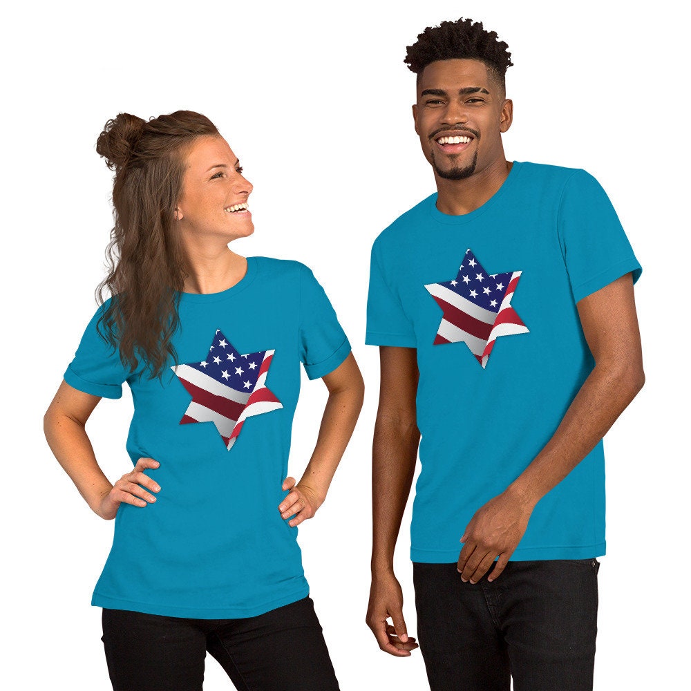 American Jew US Flag/Star of David Patriotic Gender Neutral T-shirt in various colors