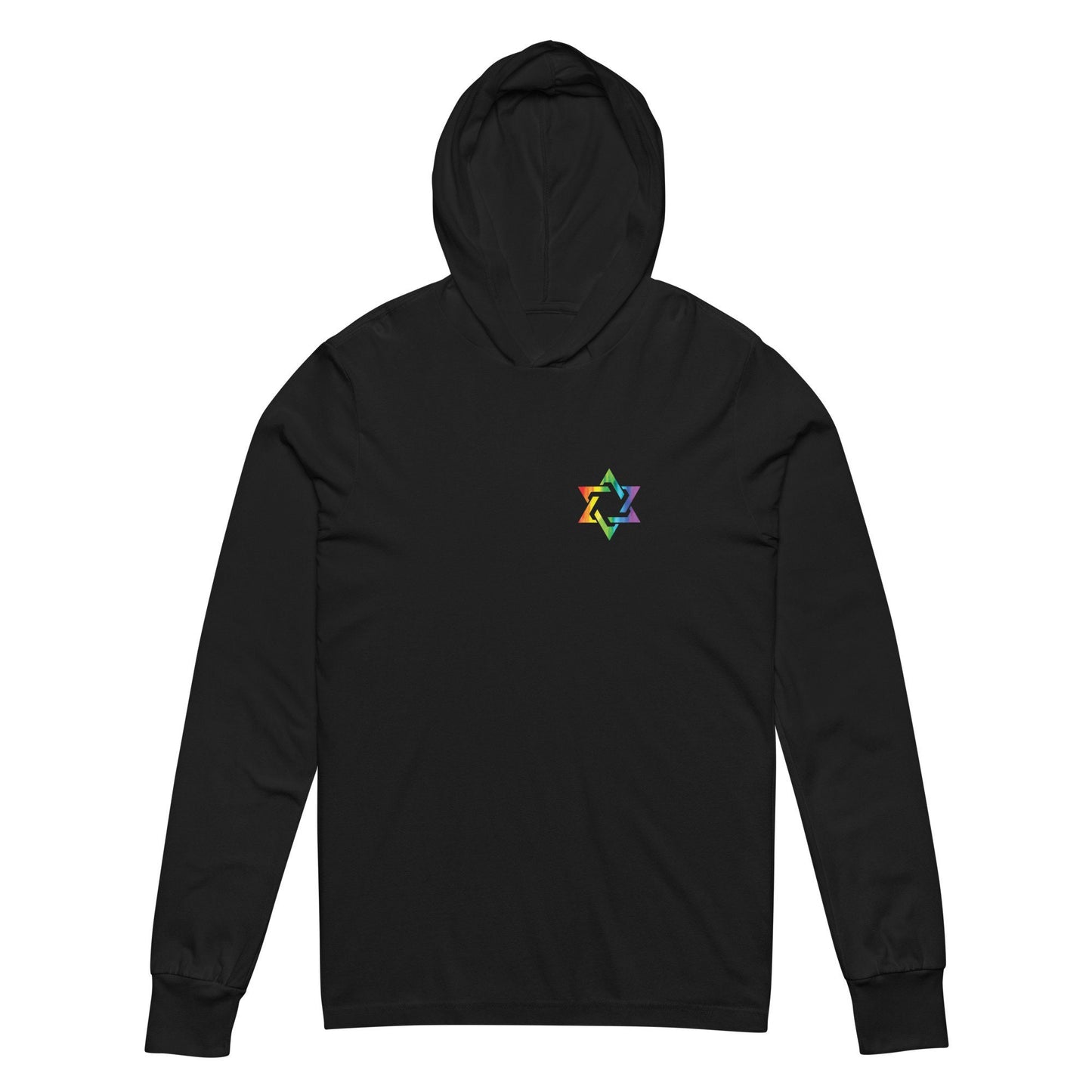 Pride Rainbow Mogen David Jewish Star Hooded Long Sleeve T-shirt LGBTQIA Gay Queer Gender Neutral in various colors