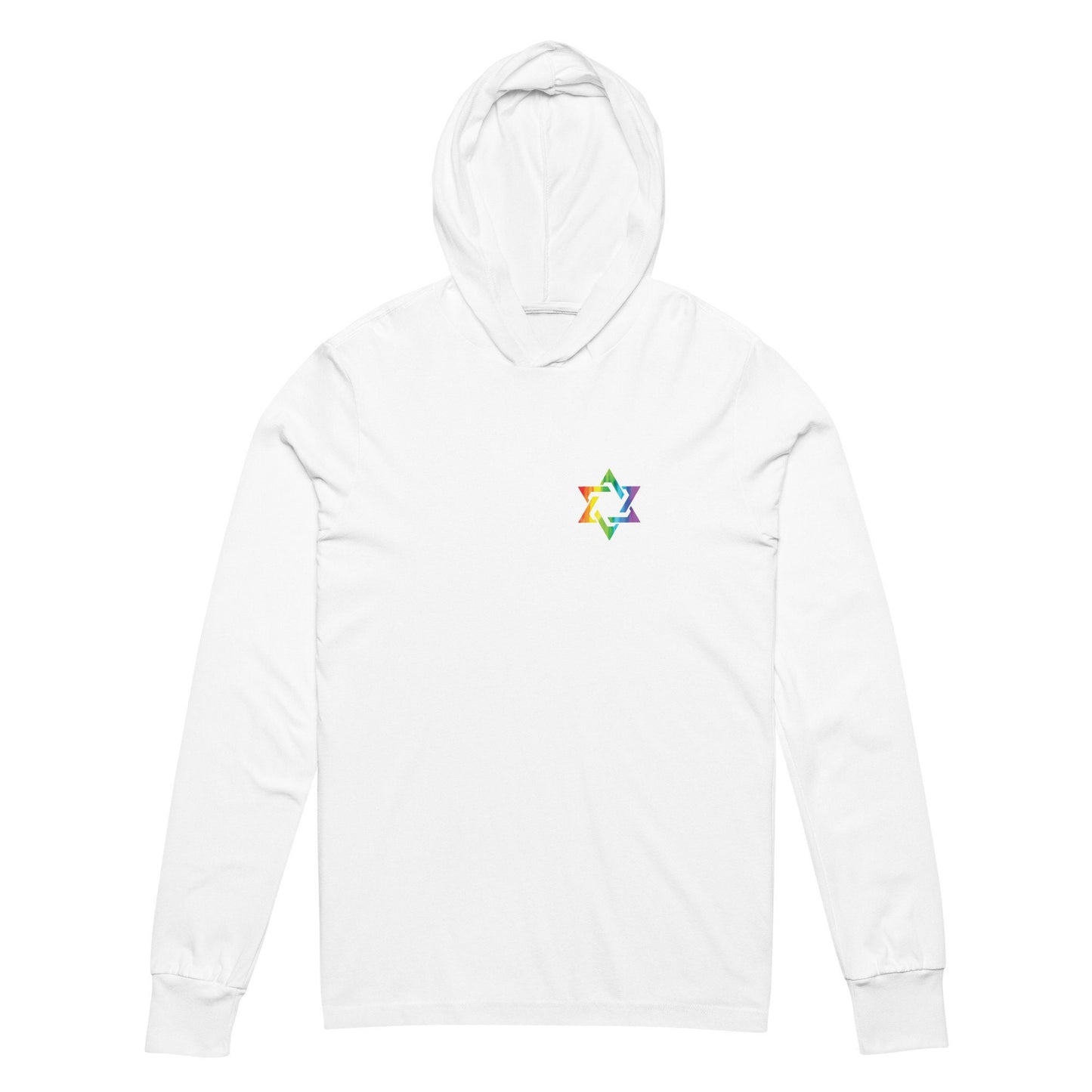 Pride Rainbow Mogen David Jewish Star Hooded Long Sleeve T-shirt LGBTQIA Gay Queer Gender Neutral in various colors